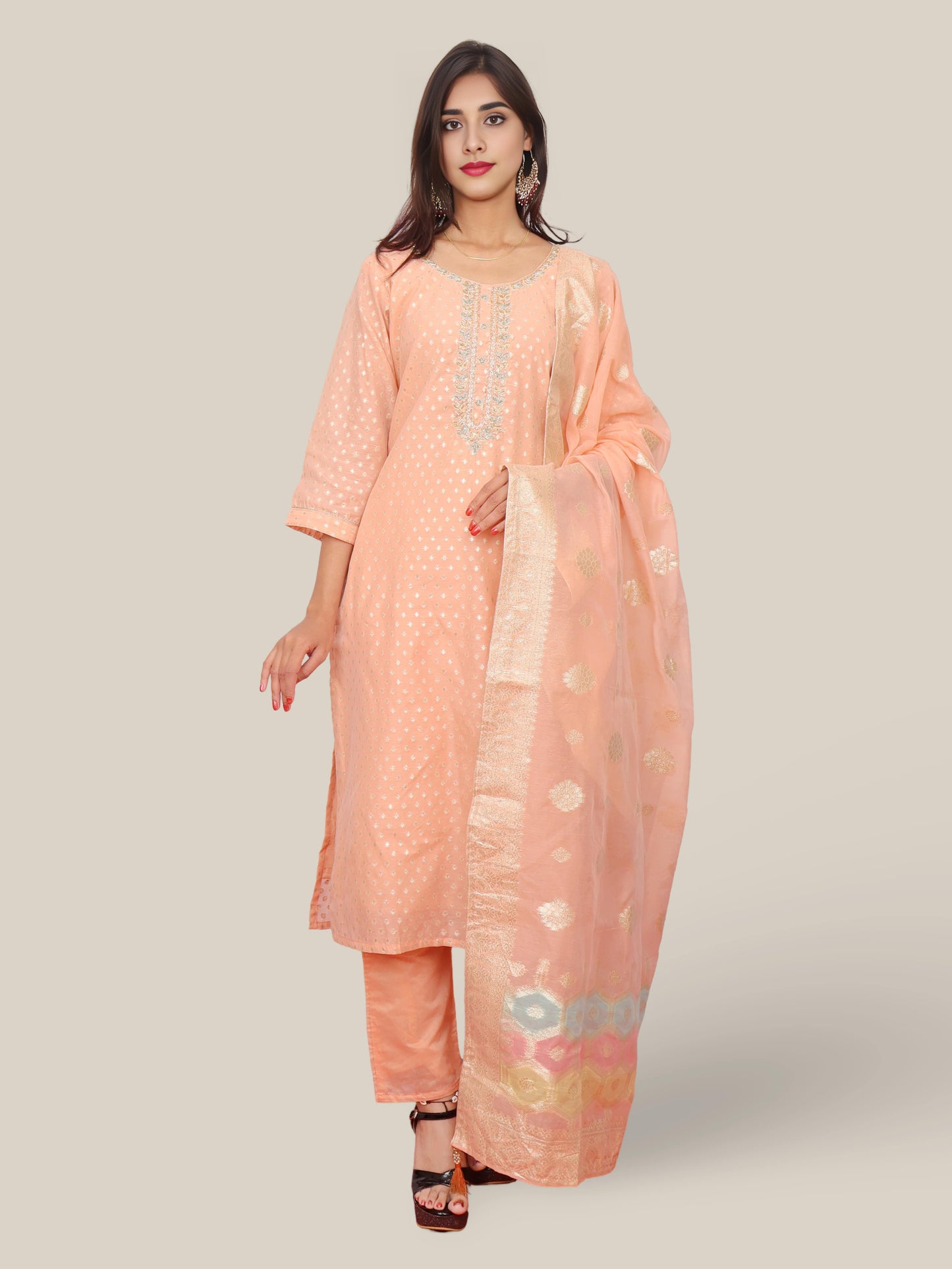Woman's Straight Suit Set with Dupatta