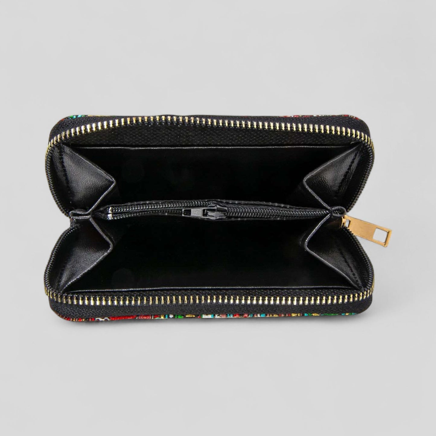 Vibrant Multicolor Geometric Patterned Woven Zipper Wallet